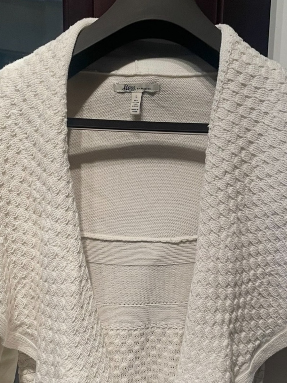 G.H. Bass & Co. Cream Open-Front Knit Cardigan